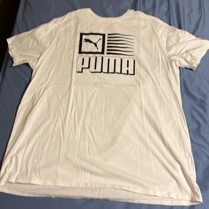 Puma T Shirt Mens Size 2XL White Black Logo flag  Casual Short Sleeve